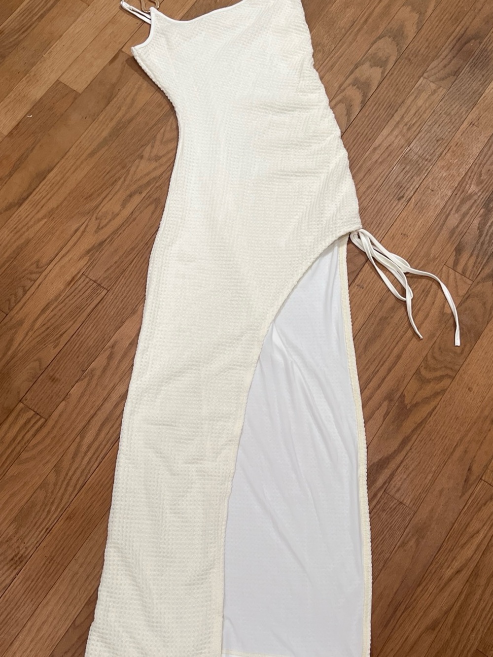 SHEIN Cream One-Shoulder Maxi Dress with Side Tie